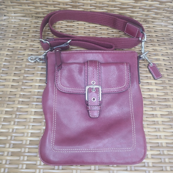 Coach Hamilton Swing Pack Crossbody Bag Leather Dark Red Vintage - Picture 1 of 15